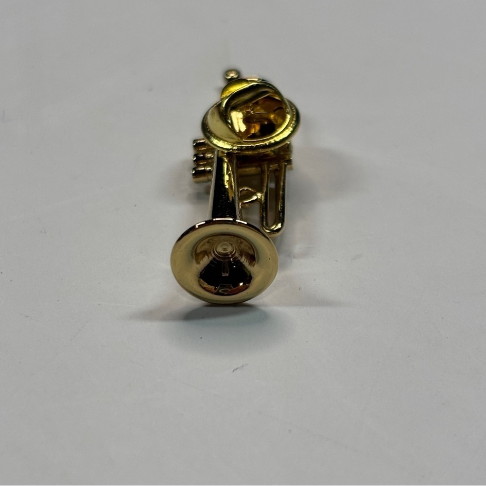 Vintage BAND Trumpet Tie Tack Pin Men Costume Jewelry in Display Box - Picture 8 of 11